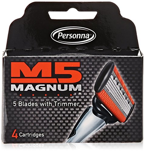 M5 magnum razor cartridge blades with trimmer, 4 count refill bla…