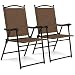 Best Choice Products Set of 2 Outdoor Mesh Fabric Folding Sling Back Chairs for Backyard, Picnics, Beach - Brown