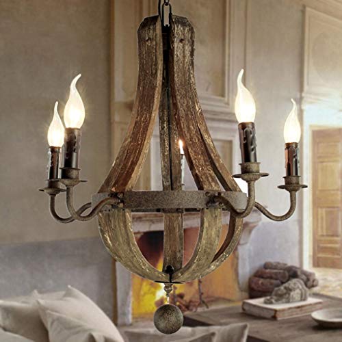 Lustres vintage lumières en bois massif et métal forgé d'art pour salon chic