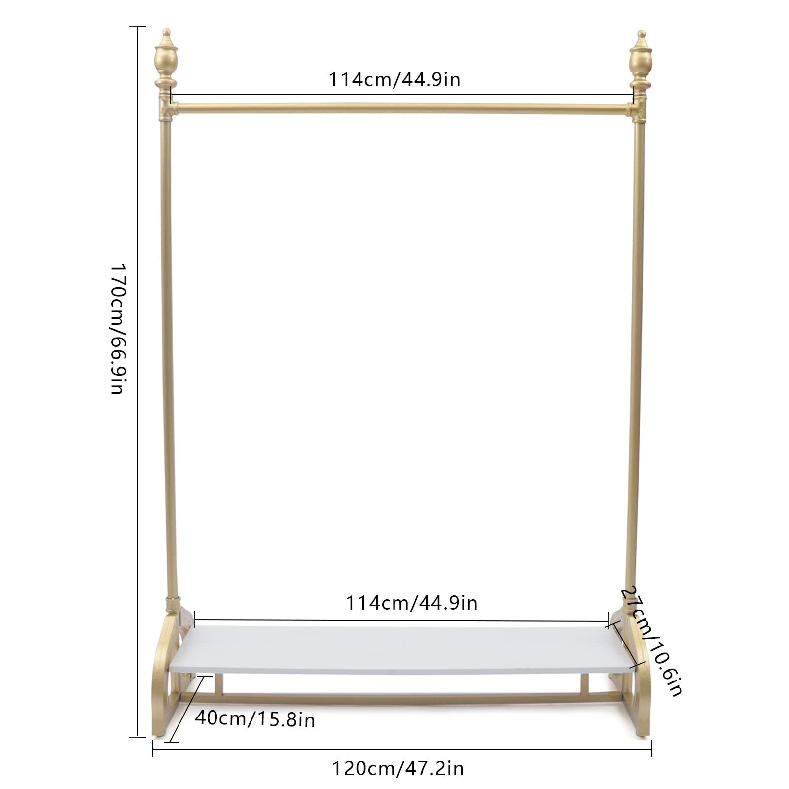 GEYOPMID Adjustable Clothing Racks for Hanging Clothes, Adjustable Coat Rack Shop Dorm Clothes Display Organize Shelf 50kg Load-bearing for Bedroom