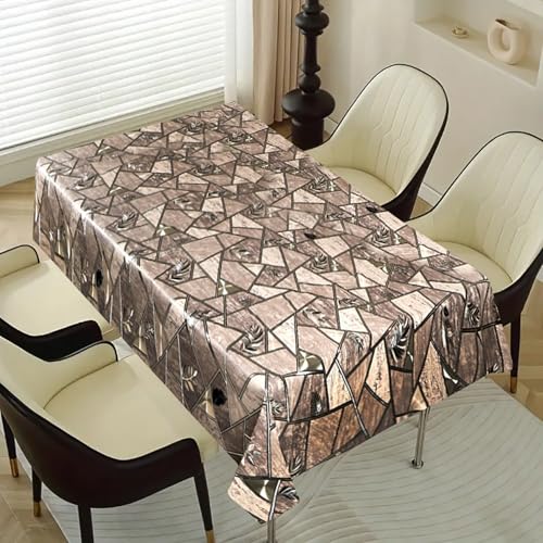 Image of Dakshya Industries PVC Waterproof Withoutlace Dining Table Cover (Size - 54X78 Inch) Rectangle 6 Seater Heat Rasistant, Tiger A1