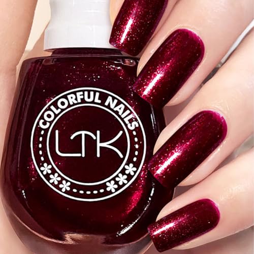 Glitter Nail Polish, glitter Nail Varnish, Diamond glitter Quick Dry nail polish No UV Lamp Curing, Long Lasting, Chip Resistant, Non-Toxic, Quick Drying, Salon Manicure, At Home (6#Dark Red)