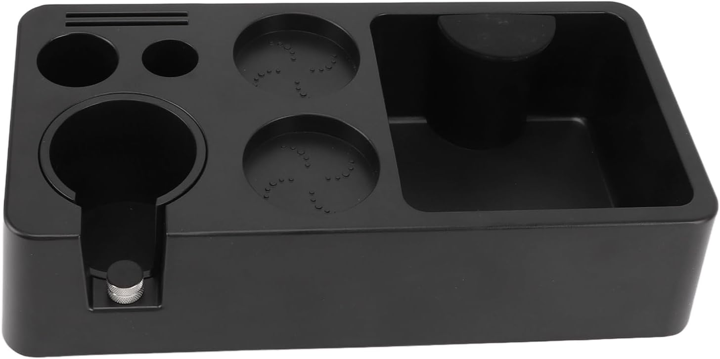 Coffee Tamping Station - ABS Modern Multifunctional Coffee Filter Tamper Holder Portafilter Stand - Espresso Machine Accessories - for Home Kitchen Cafe Bar - Black