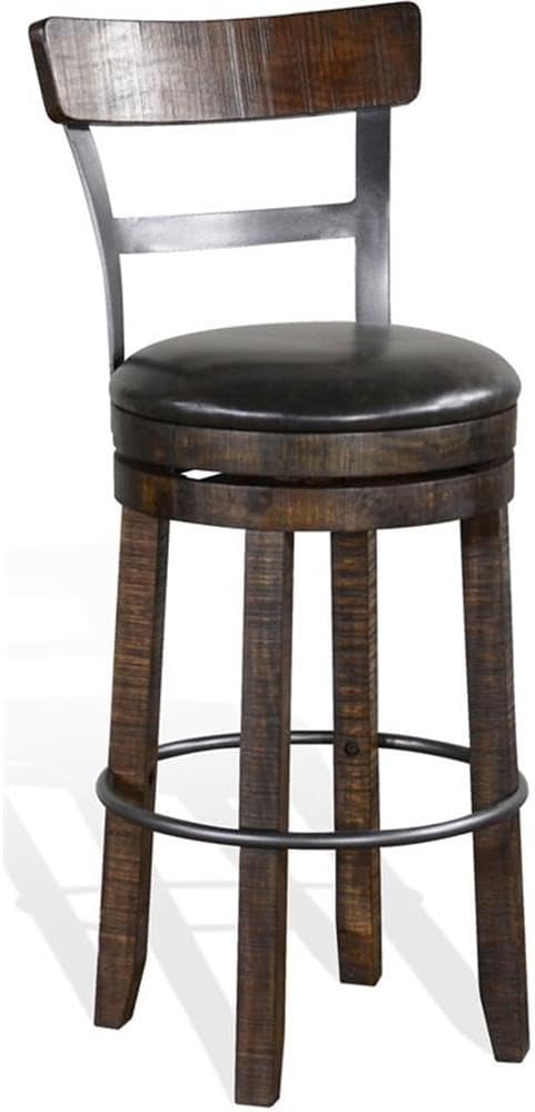 Sunny Designs Homestead 30" Swivel Barstool with Back in Tobacco Leaf (Set of 2)