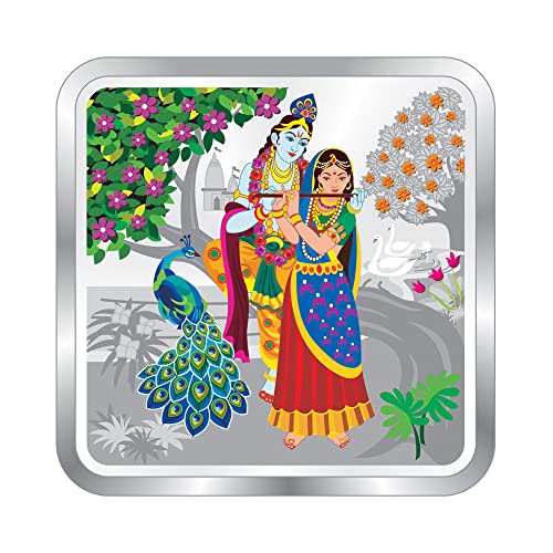 Image of Precious Moments Radha Krishna Silver Coin 10 Gram | 20 Gram | 50 Gram | 100 Gram BIS Hallmarked Round Square Flower Shaped 999 Purity with Gift Box by ACPL