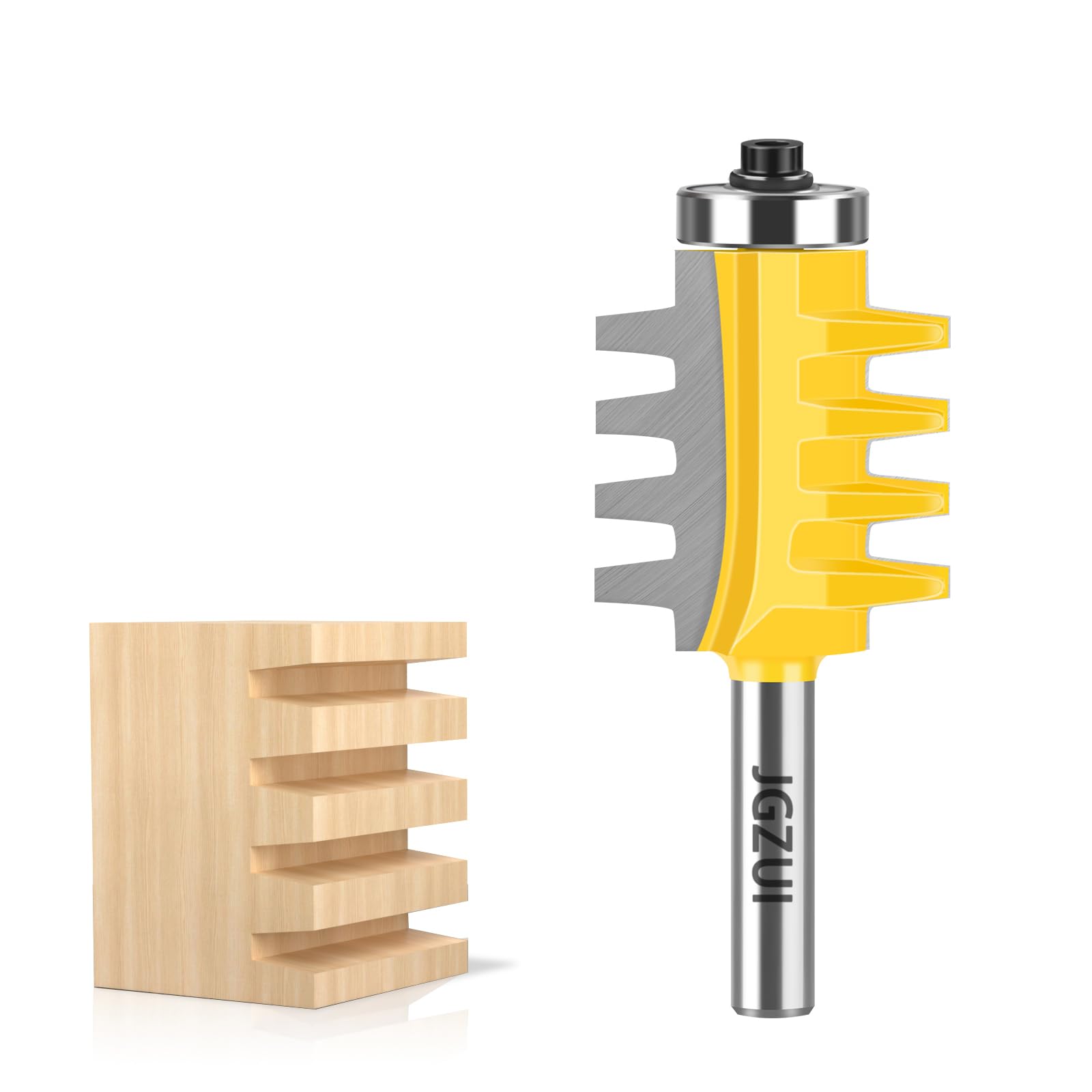JGZUI Finger Joint Router Bit 1/2‘’ Shank, Reversible Finger Joint Glue Joint Router Bits Carbide, Woodworking Chisel Cutter for Density Boards, Solid