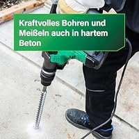 HiKOKI Bohr- und Meißelhammer SDS-Max - 1100 W, 7,1 J Schlagenergie, 40 mm Bohrdurchmesser, 2800/min Schlagrate - Vibrationsarm, ergonomischer Griff - Inkl. Koffer - Betonbohren und Abbrucharbeiten – Ansicht 6