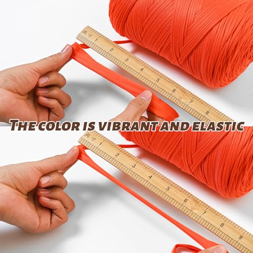 Image of 800G(228YDS) Tshirt Yarn for Crocheting,Chunky T-Shirt Yarn for Beginner Crochet Bags,Baskets,Coasters,Shoes,Clothes,DIY Crafts, Elastic Fabric Thick Hand Knitting Crochet Yarns (Rainbow)