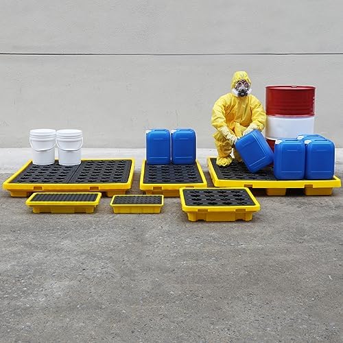 Modular Spill Containment Platform with Drain Outlet - Stackable Anti-Spill Pallets for Paint Buckets, Heavy-Duty Large Capacity Tray (66x36x12CM)