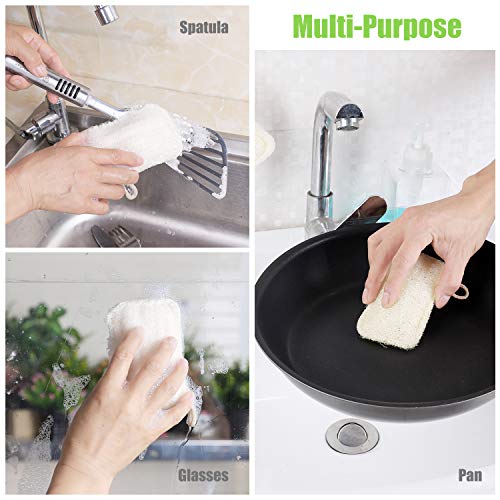 Image of Natural Loofah Kitchen Sponges, 20 PCS Natural Sponge for Dishes, Cleaning, 100% Biodegradable Compostable Vegetable, Eco Friendly Sponges, Non-Scratch, No Odor Scrubber
