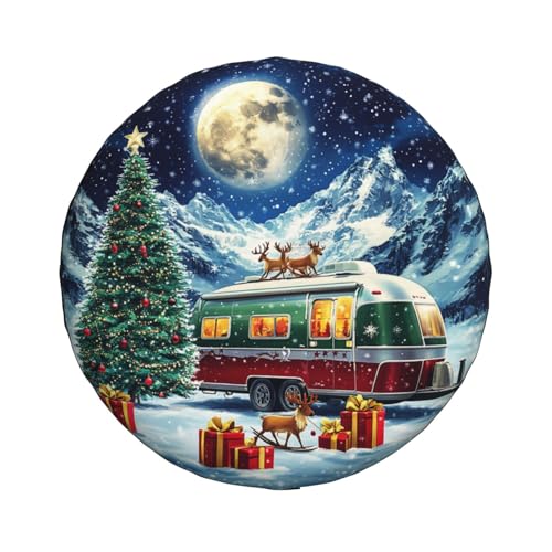Image of Christmas Camper Spare Tire Cover Winter Weatherproof Universal Wheel Protectors Christmas New Year Wheel Covers for Rv Camper Travel Trailer SUV Truck 16 Inch Holiday Xmas Decor