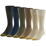 GOLDTOE Men's Cambridge Crew Socks, 6-Pairs, Oatmeal Assorted, Large