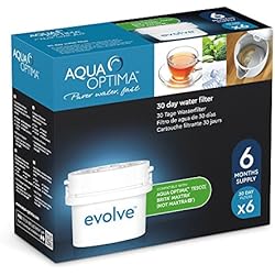 Filtro Evolve De Vand Aqua Optima EVS602 Evolve - Pack de 6 meses , filtros de agua 6 x 30 días, Fit BRITA Maxtra (no * Maxtra +)