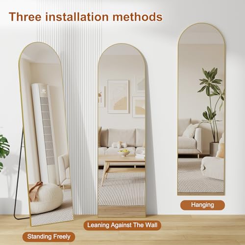 Full Length Mirror,58" x16,3 in 1Full Length Mirror can Wall Mounted,Standing or Leaning,Full Body Mirrors with Aluminum Alloy Frame,Home Decor Gold
