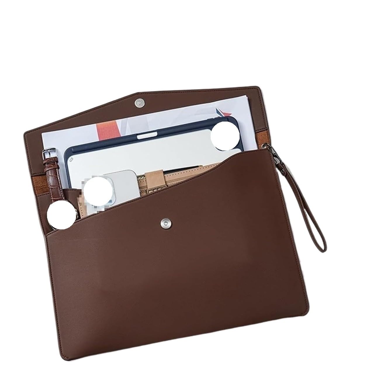 Porte-documents en cuir, classeur, format A4, enveloppe en cuir, informations sur l'entreprise, sac de réunion for documents, taille: 345x250mm(Black)
