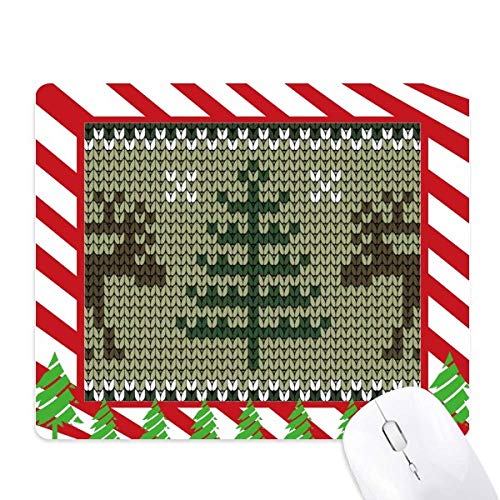 Tapis de souris sapin de Noël marron sous-main canne de noël tricot
