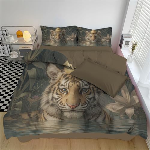 Parure de lit microfibre 200x200cm avec housse de couette animaux imprimé 3D