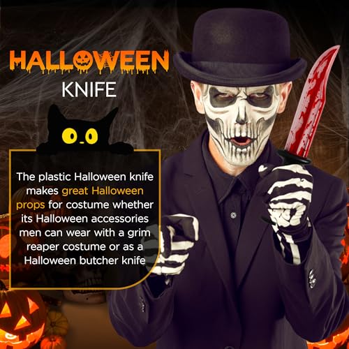 Moonlight Fright Plastic Knife Halloween Fake Knife with Blood - 34cm Blood Filled Fake Weapon for Ghost Face or Zombie Accessories - Zombie Knives Dagger Prop Halloween Costume Accessories - Image 4