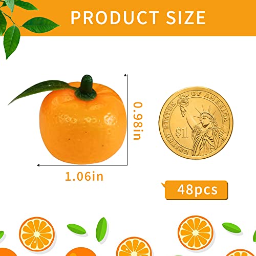 Viociwuo Fake Orange Fruit Artificial Tangerine Mini Orange With Leaves For Home Kitchen Table Decoration Handmade Doodle Diy Baby Shower Decor 48Pcs #TOP1