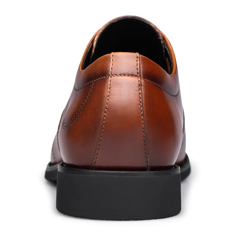 Oxford Dress Shoes for Men Lace Up Round Toe Wing tip Leather Derby Shoes Anti-Slip Rubber Sole Slip Resistant Low Top Block Heel Party2