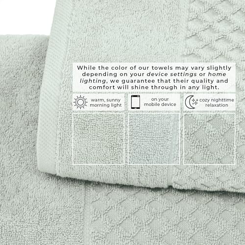 Great Bay Home Bath Towels - 100% Cotton 6 Piece Towel Set - Diamond Waffle Weave - Absorbent, Durable, Quick-Dry Towels for Bathroom (Pastel Blue) - Thumbnail 5