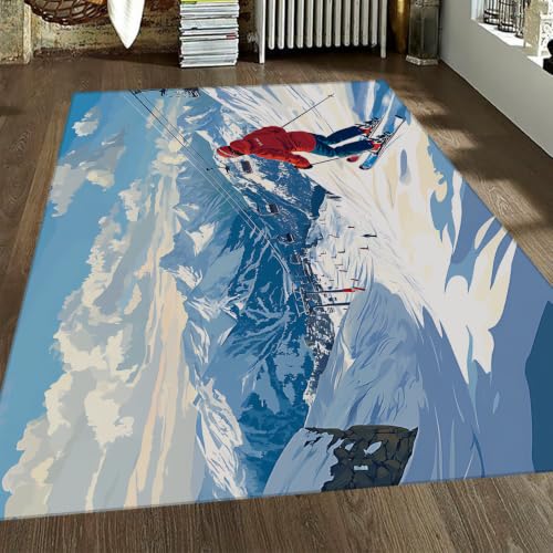Tapis de ski antidérapant et lavable en flanelle douce