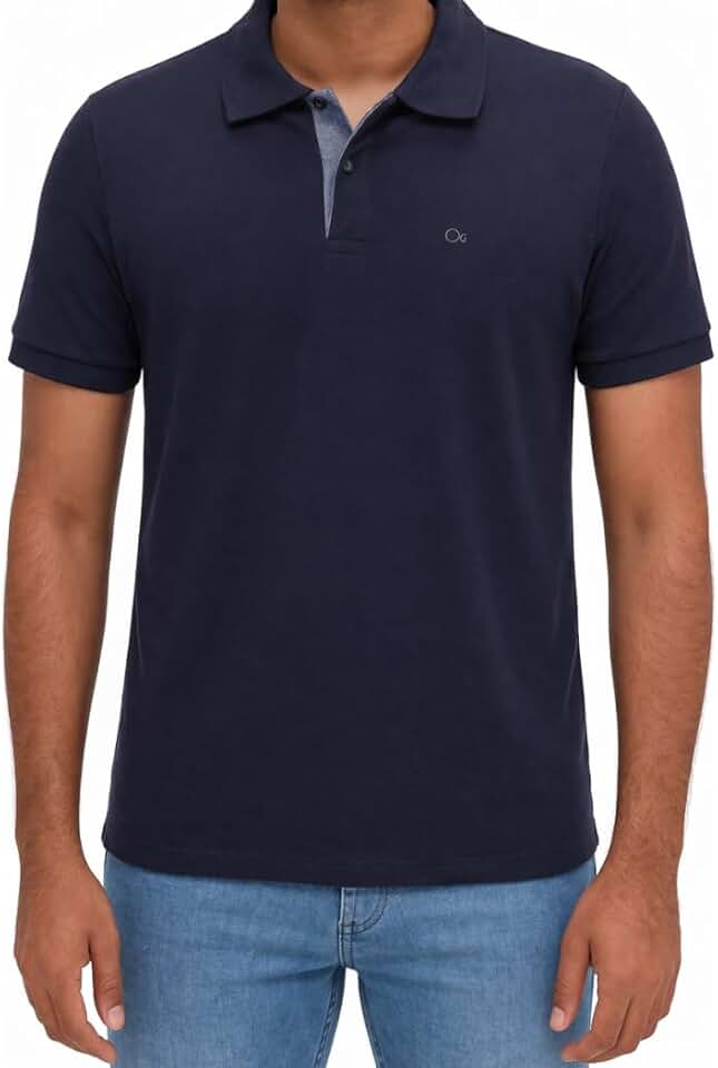 Camisa Polo Masculina, 96% Algodão e 4% Elastano, Slim, Elegante, Manga Curta