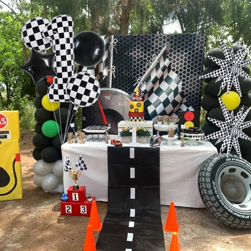 Image of TONIFUL 1st Birthday Balloons Kit 40 Inch Checkered Number 1 Foil Balloon