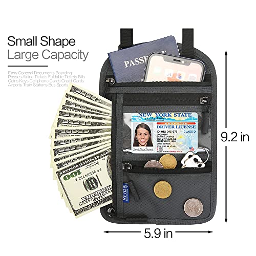 Image of Neck Wallet Lightweight RFID Blocking Waterproof Travel Pouch Passport Wallets for Women Men
