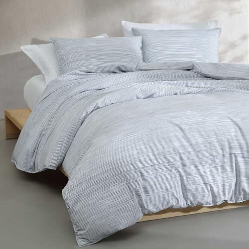 Parure de lit en percale de coton premium Calvin Klein motif rayures bleu