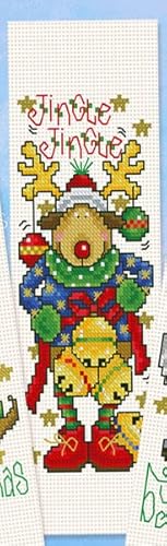 4 Pack Christmas Deer,Santa Claus Counted Cross Stitch Bookmarks Kits Two Side Bookmarks Cross Stitch Kit Counted 18Ct Plastic Fabric Canva Needlework Embroidery Craft Kit Blank Pattern Kit 18X6Cm #TOP4