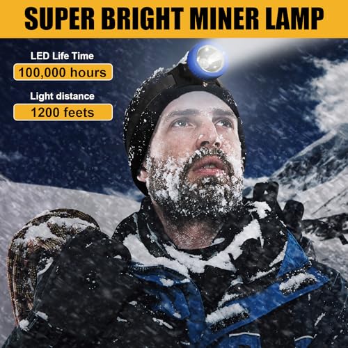 Lokilo Ultra-Bright LED Mining Headlamp,Rechargeable Waterproof Hard Hat White Light Headlight,Camouflage Miner Cap Included,Durable Mining Light for Underground Work and Outdoor Adventures (Blue) by Lokilo - Image 5