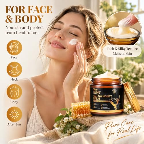 Beef Tallow for skin,Whipped Tallow and Honey Balm for Face,Unscented 4oz | 100% Grass Fed Beef Beef Tallow Organic Face Tallow Moisturizer for Dry Sensitive Skin，Redness Eczema Rosacea,Non-Comedogenic - image 4