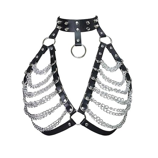 Women Sexy Gothic Leather Harness Bra Punk Waist Belt Body Chain