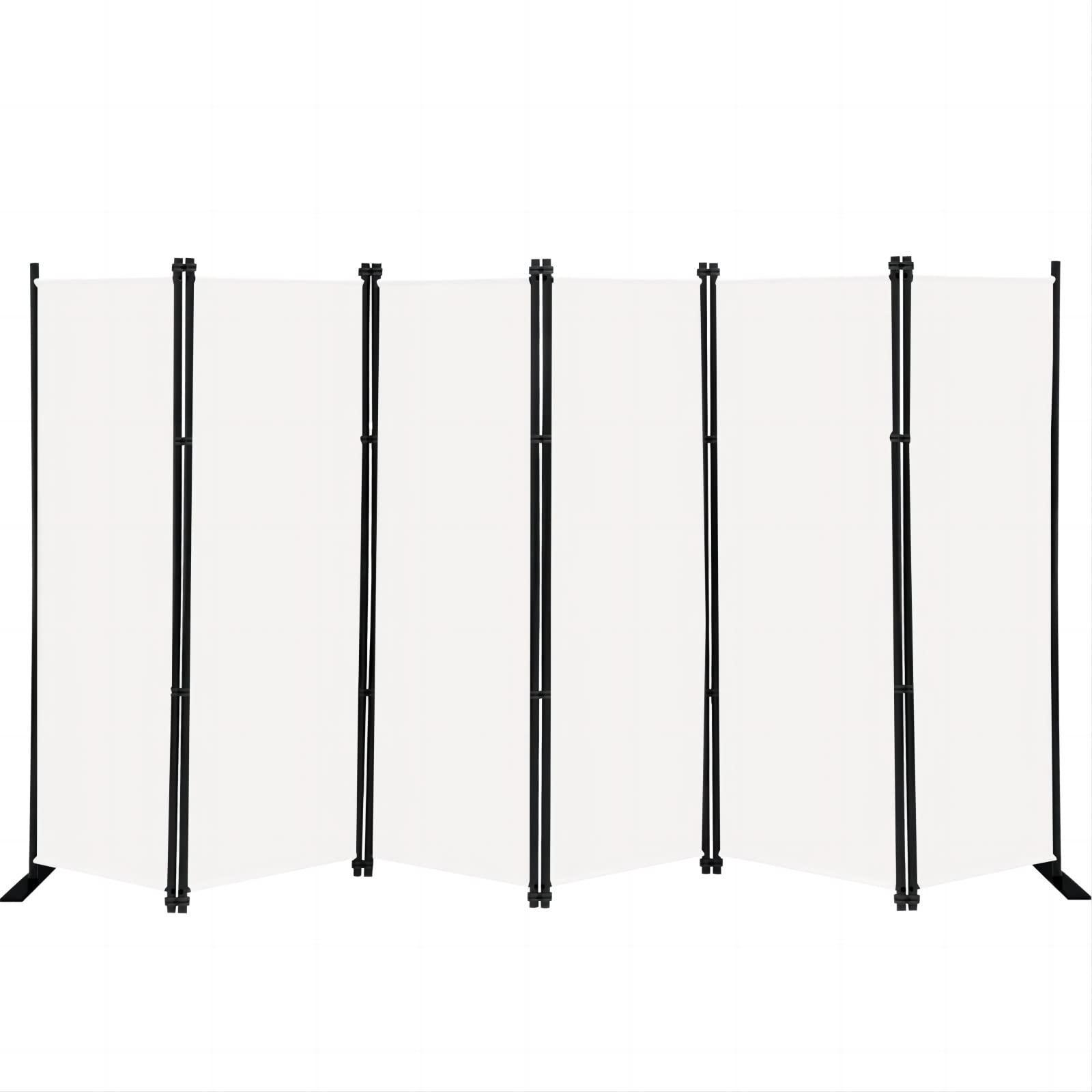 6 Panel Folding Privacy Screen, 10ft Wide 6ft Tall Partition Room Divider Portable Office Walls Dividers Panel, White