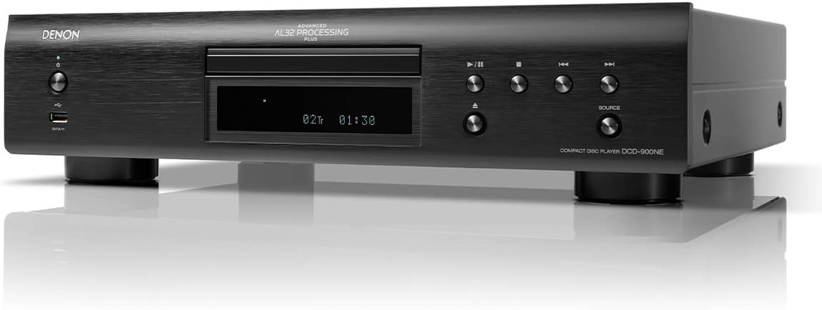 Denon DCD-900NE CD Player (2022 Model) with Advanced AL32 Processing Plus & Integrated USB Port, Supports Hi-Res Formats - CD, CD-R/RW, MP3, DSD & More, Vibration-Resistant Design (Renewed)