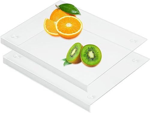 JAMBALAY Tablas de cortar acrílicas con borde de encimera, 2 tablas de cortar grandes transparentes de 17 x 13 pulgadas, nuevas tablas de cortar