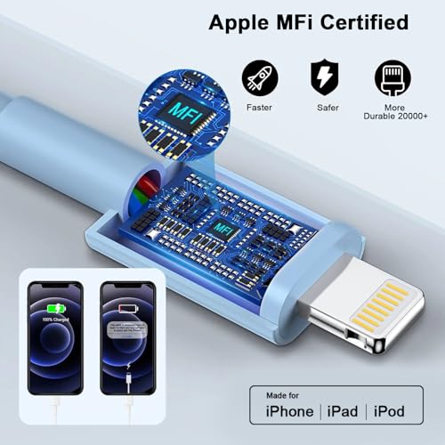 Image of [Apple MFi Certified] iPhone Charger Fast Charging 6FT Compatible for iPhone 14 /13 /12 /11 Pro Max /Xs Max /XR /X 2Pack 20W Type C Fast Charger Block with 6FT USB C to Lightning Data Sync Charging Cable