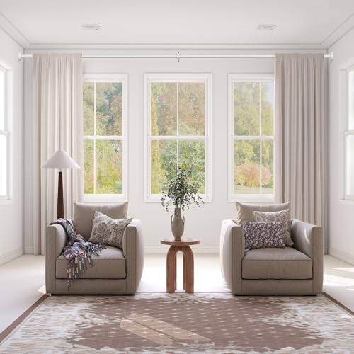 Image of Tension Curtain Rod White Shower Rod 40-185IN Long Curtain Rods No Drilling Adjustable Tension Rods of Shower or Bathroom Outdoor Window Patio Diameter 1.26In