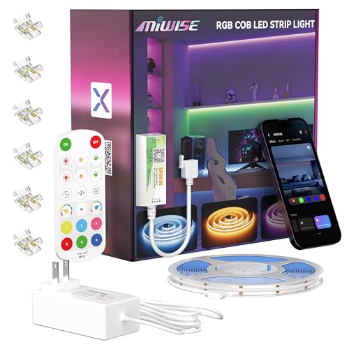 Tira de luz LED RGB COB MIWISE 16.4 pies miniatura 1