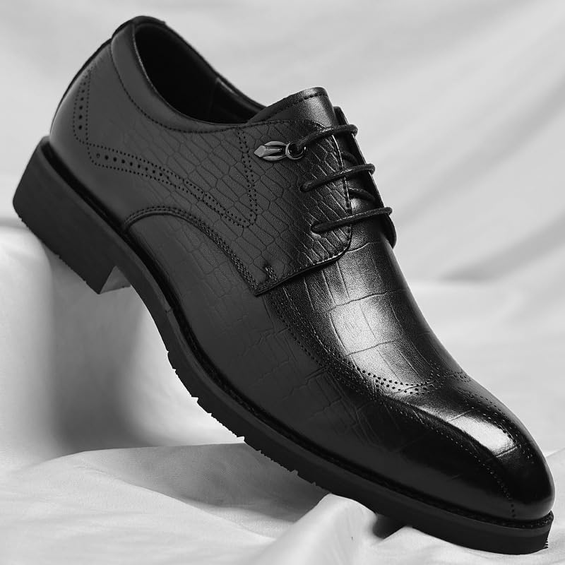 Men's Tuxedo Dress Shoes Casual Business Oxford Dress Shoes for Men Slip On Pointed Toe Derbys Shoes(9.5)4