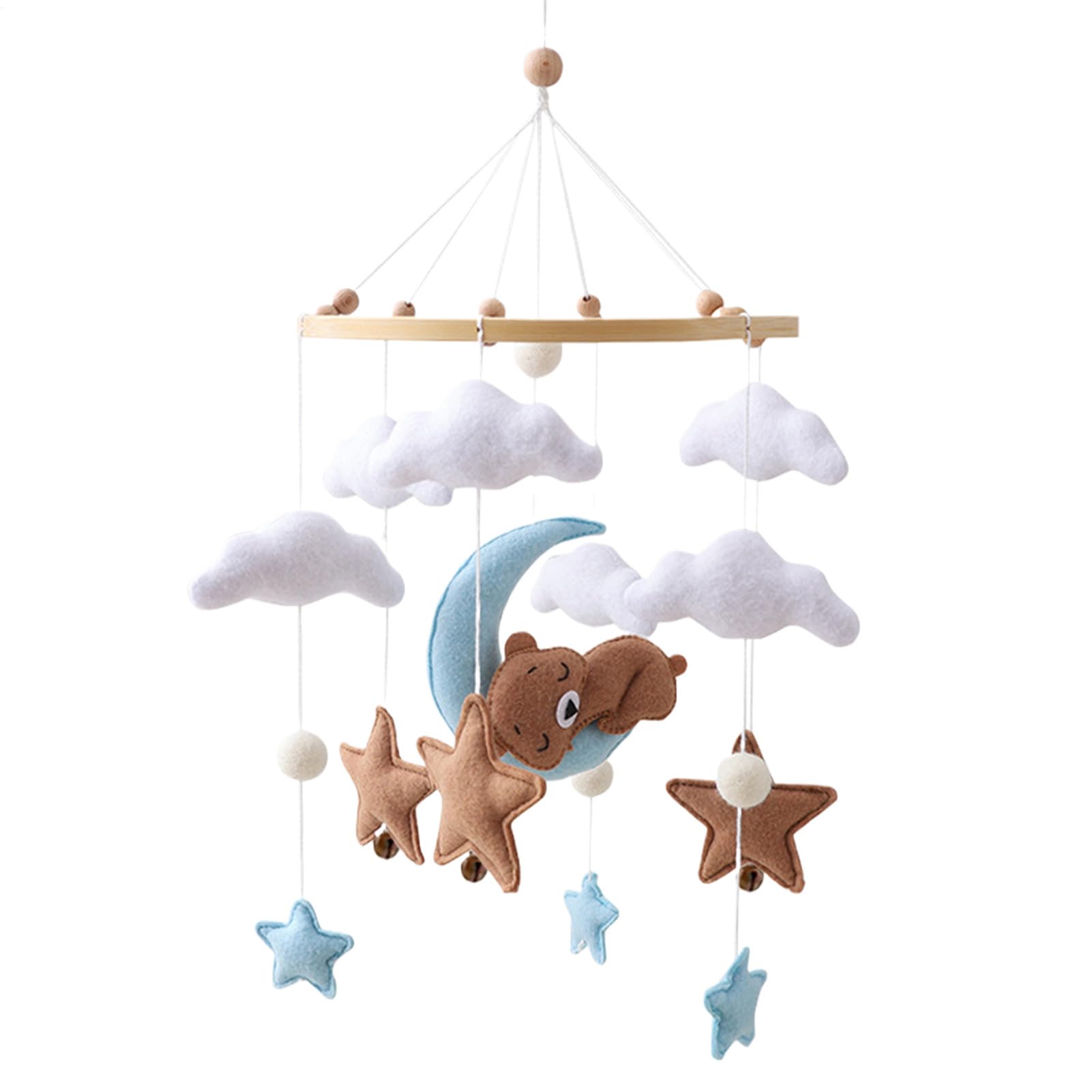 Crib Mobile - Cot Mobile | Baby | Bear Bassinet Toys | Crib Mobiles for Babies | Cot Mobiles for Babies | Felt Cloud Cradle Toy Nursery Decor | Baby for for Bedroom