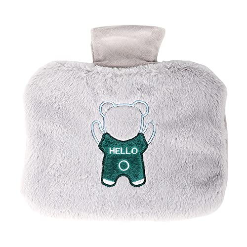 Botella de agua caliente con funda esponjosa, bolsa grande de agua caliente de 1,5 L para cuello y hombros, alivio del dolor, calambres menstruales, terapia fría y caliente, gran regalo para mujeres Cover