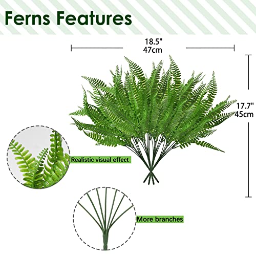 Plant Artificial Boston Fern Bushes Fake Greenery Shrubs Branches For For Decor Home Indoor Outdoor Garden 4Pcs #TOP6
