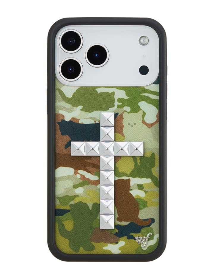 Image of Wildflower Cases - iPhone 17 Pro Max Compatible - Stud Cross Cat Camo