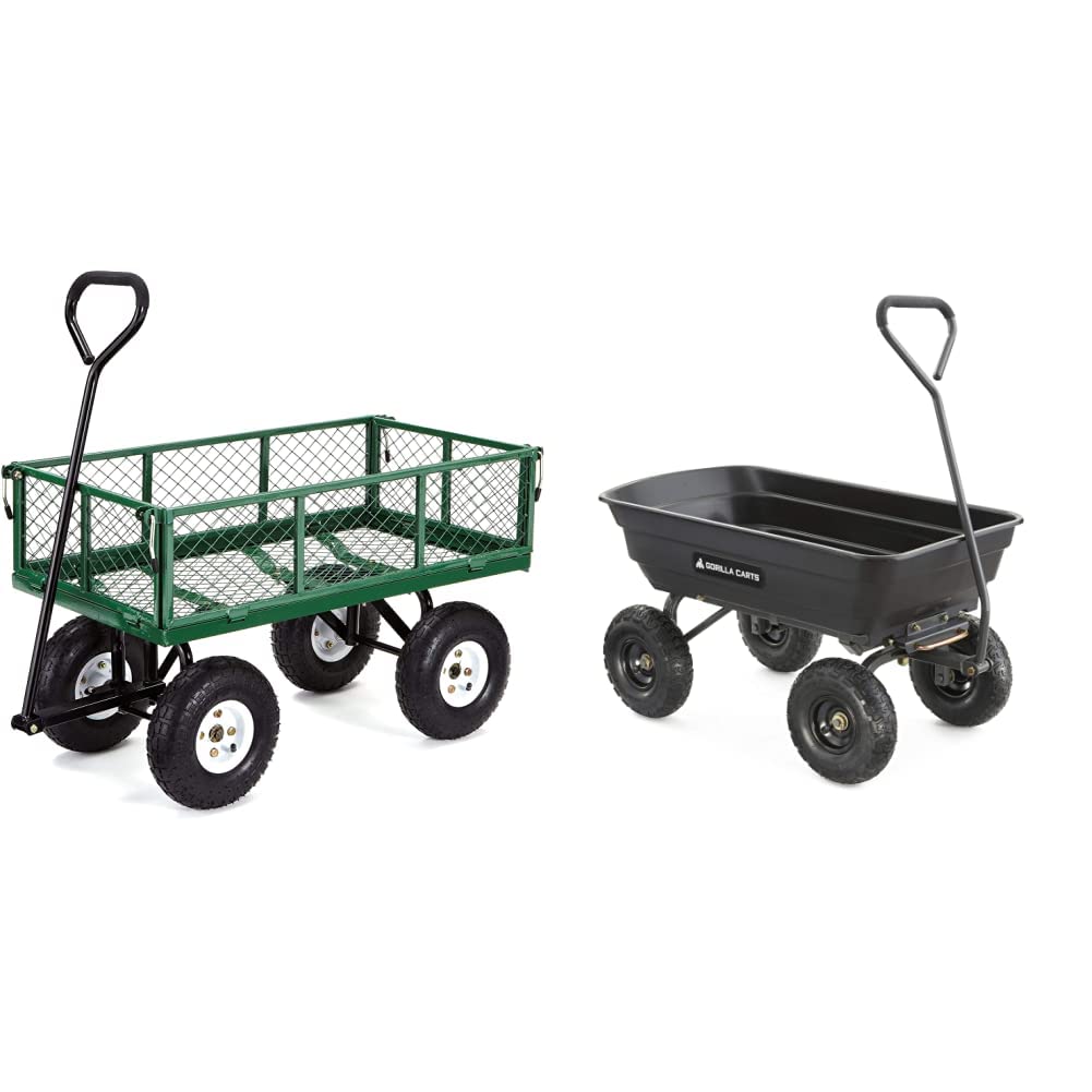 Buy Gorilla Carts Steel Garden Cart with Removable Sides, 400lbs. Capacity, Green