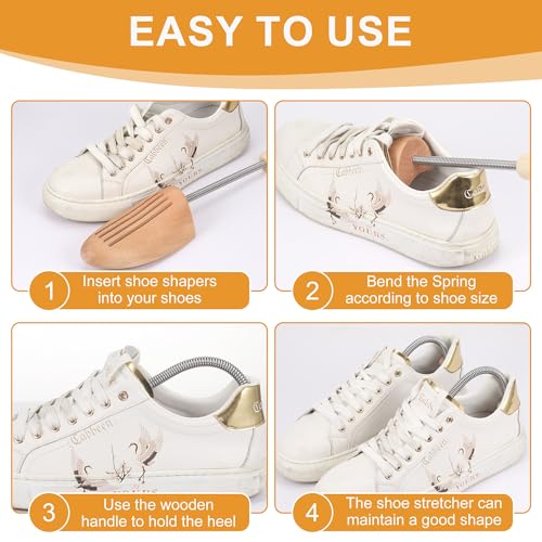 Schuhspanner Damen & Herren, Hochbelastbar Schuhspanner Holz, Edelstahlfeder Shoe Stretcher Feuchtigkeitsaufnahme und Trocknung, Schuhstrecker, Schuh Spanner für Stiefel Oder Sneaker Geeignet