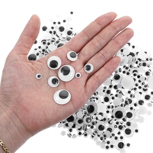 Nogeqi 790 sztuk ruchomych oczu, czarno-białe, okrągłe oczy, samoprzylepne, do naklejania, Googly Eyes, w różnych rozmiarach, do majsterkowania, scrapbookingu, dekoracji