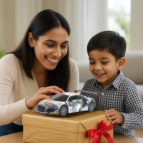 Image of Remote Control Car for Kids |Rechargeable High Speed RC Car with Lithium Battery |Type-C Charging |LED Headlights |Multicolor Graffiti