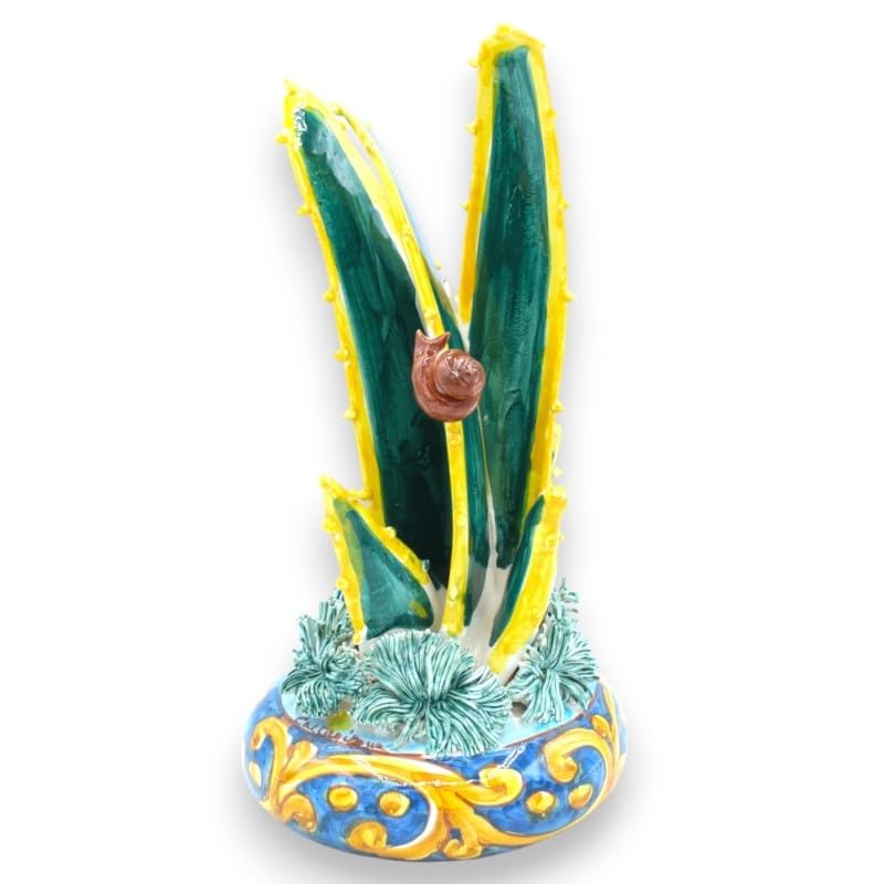 Vase en céramique Caltagirone décor agave pour salon bohème